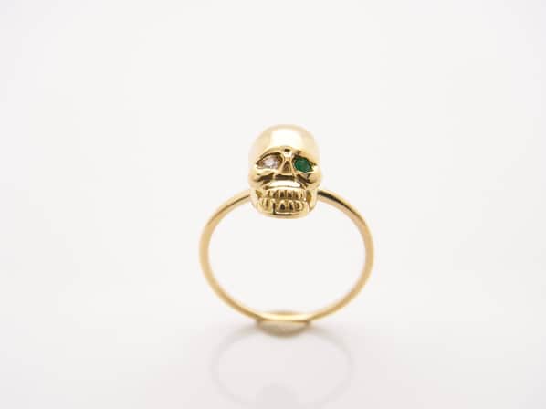 K18Yellow G Skull Pinky Ring(Diamond+Birthstone)/coqu（コク